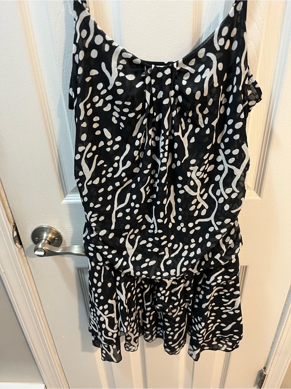 Diane Von Furstenberg Black & White Printed Mini Dress Size JR XL